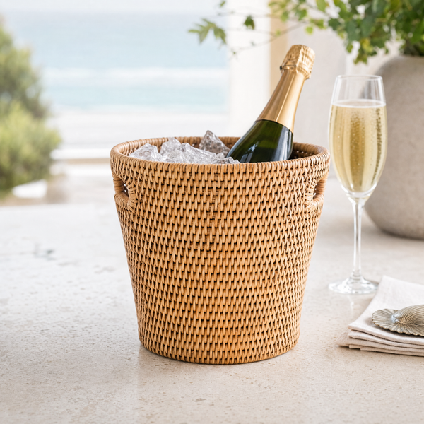 Hand Woven Rattan Wicker Champagne Bucket  / Ice Bucket