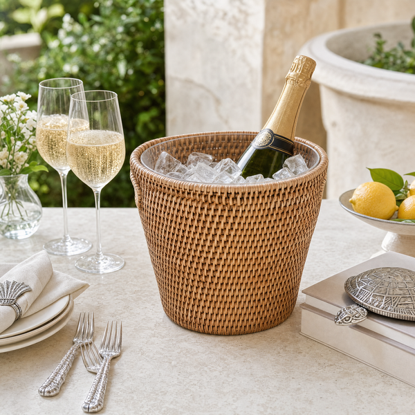 Hand Woven Rattan Wicker Champagne Bucket  / Ice Bucket