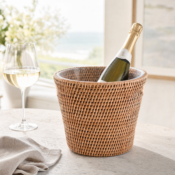Hand Woven Rattan Wicker Champagne Bucket  / Ice Bucket