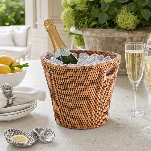 Hand Woven Rattan Wicker Champagne Bucket  / Ice Bucket