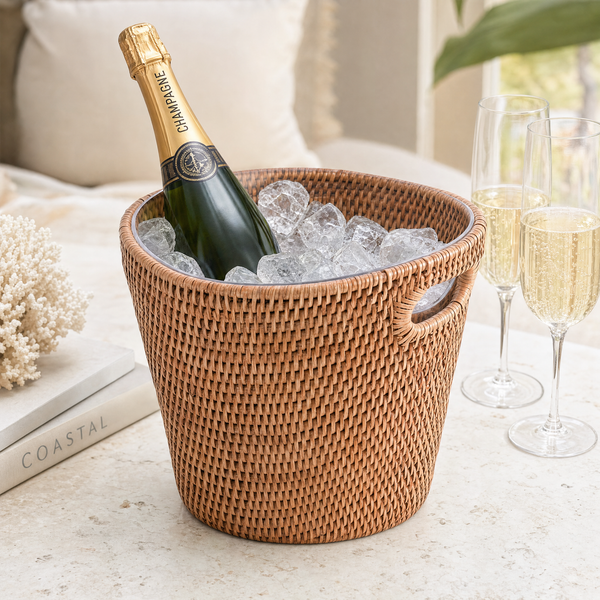 Hand Woven Rattan Wicker Champagne Bucket  / Ice Bucket