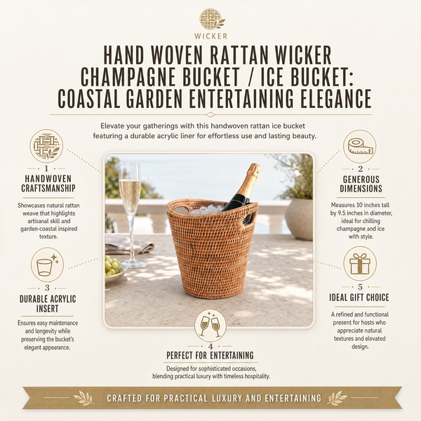 Hand Woven Rattan Wicker Champagne Bucket  / Ice Bucket