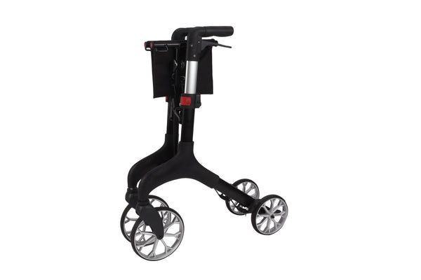 Foldable Wheeled Walker with Adjustable Height, 9-Inch Front and 8-Inch Rear Wheels, 300 lb Capacity