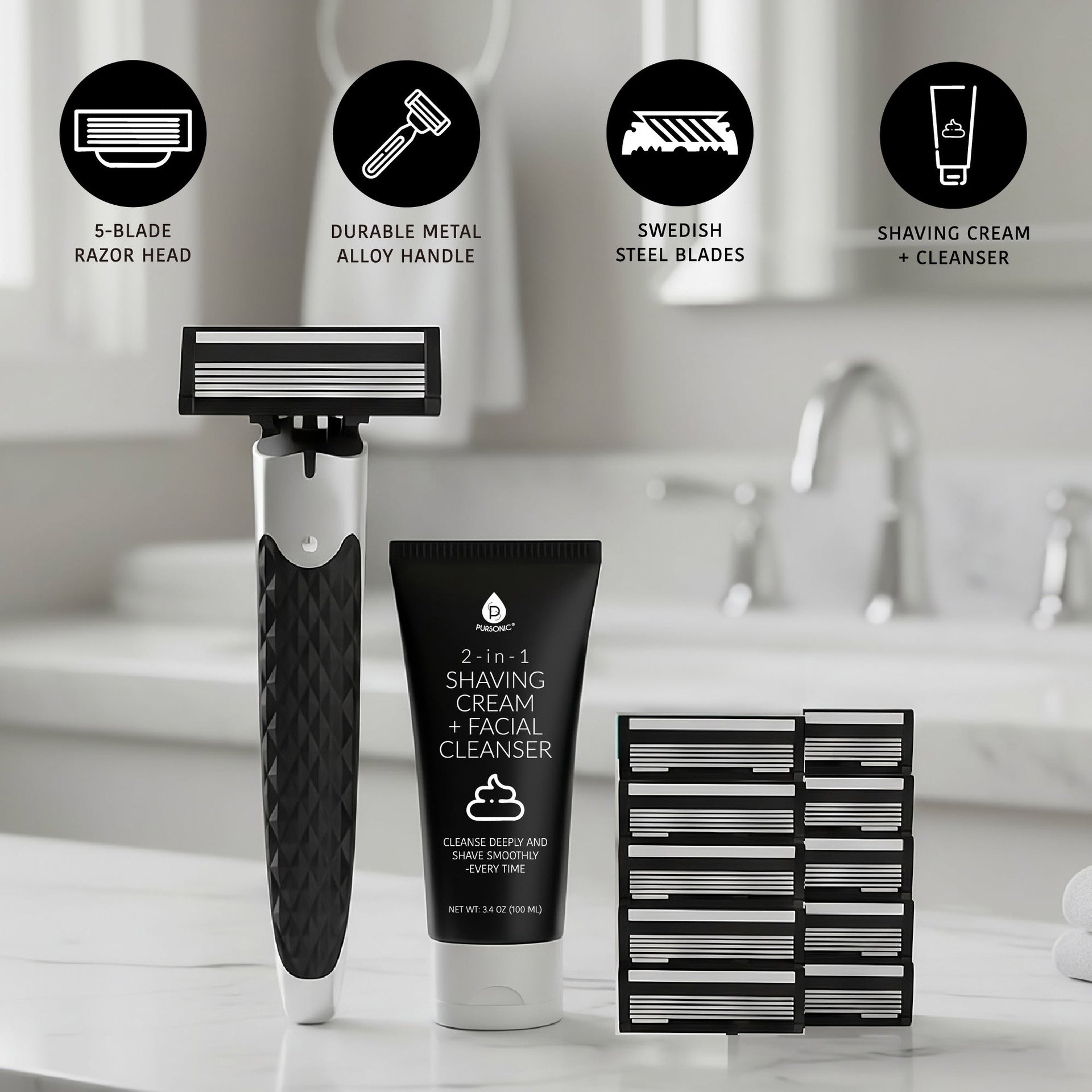 Premium Men’s Shaving Kit with Alloy Metal Handle – Complete Grooming Essentials for a Superior Shave