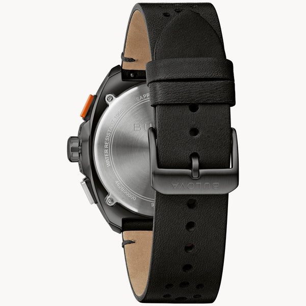 BULOVA Racer Chronograph Black Dial Black Leather | 98B428 Bezel House