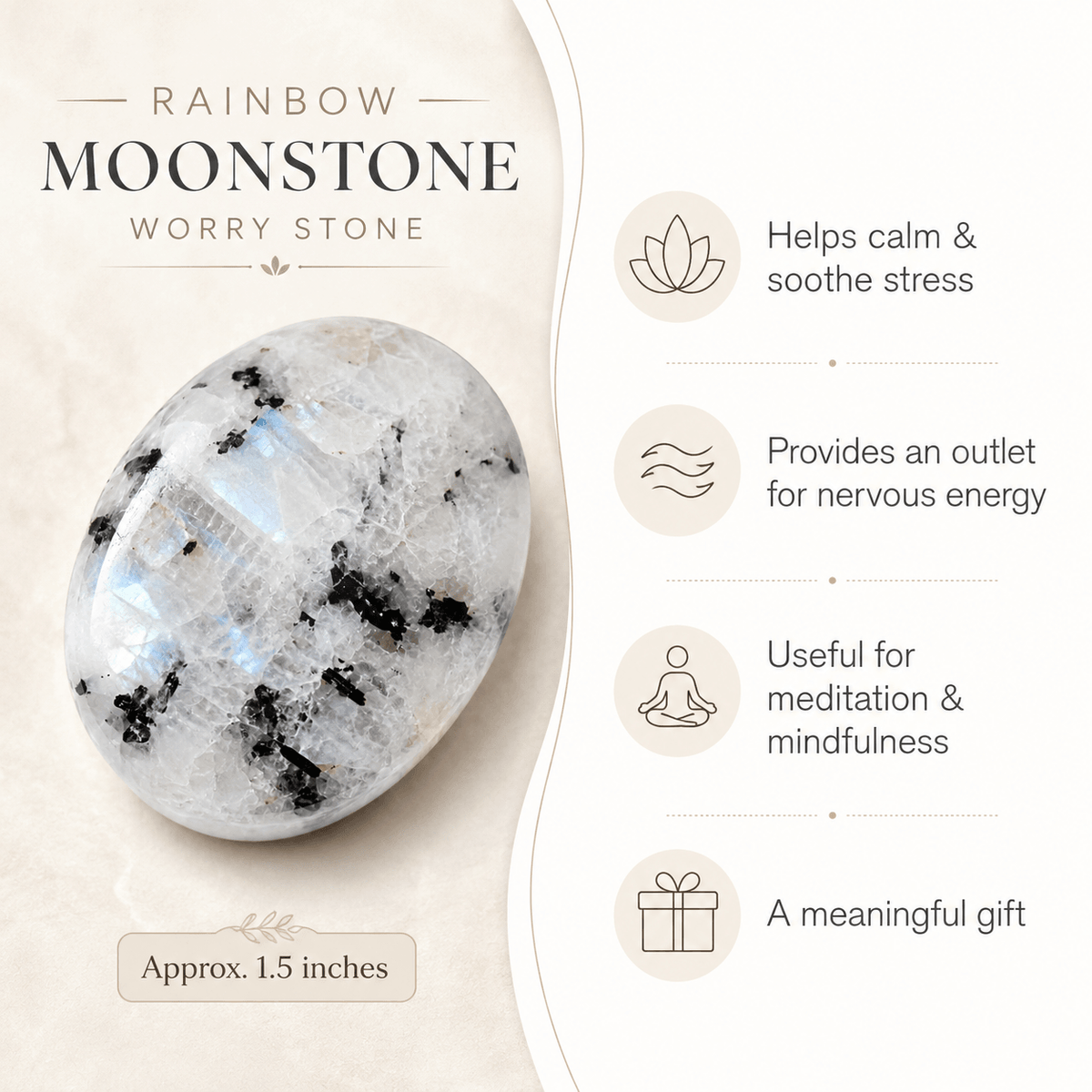 Rainbow Moonstone Worry Stones (Compassion and Psychic Abilities).
