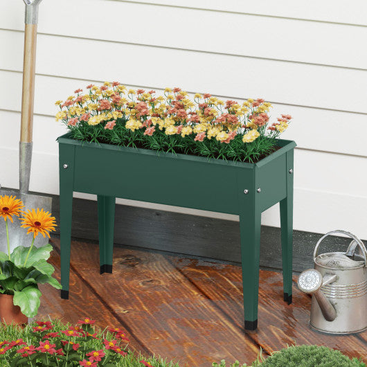 Raised Garden Bed Elevated Metal Gardening Box with Legs-Green