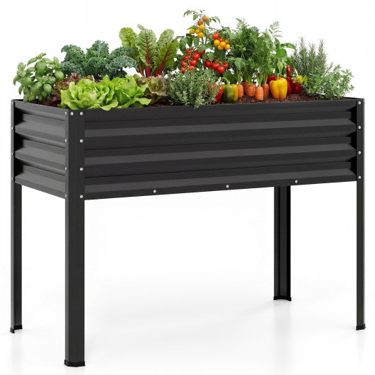 Raised Garden Bed with Legs Electro-Coating Metal Large Elevated Planter Box-Black
