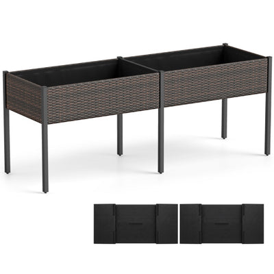 Raised Garden Bed with Legs and Removable Liner for Vegetables Herbs Patio-Brown