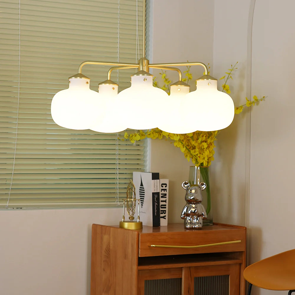 Modern Raito Opal Glass Chandelier