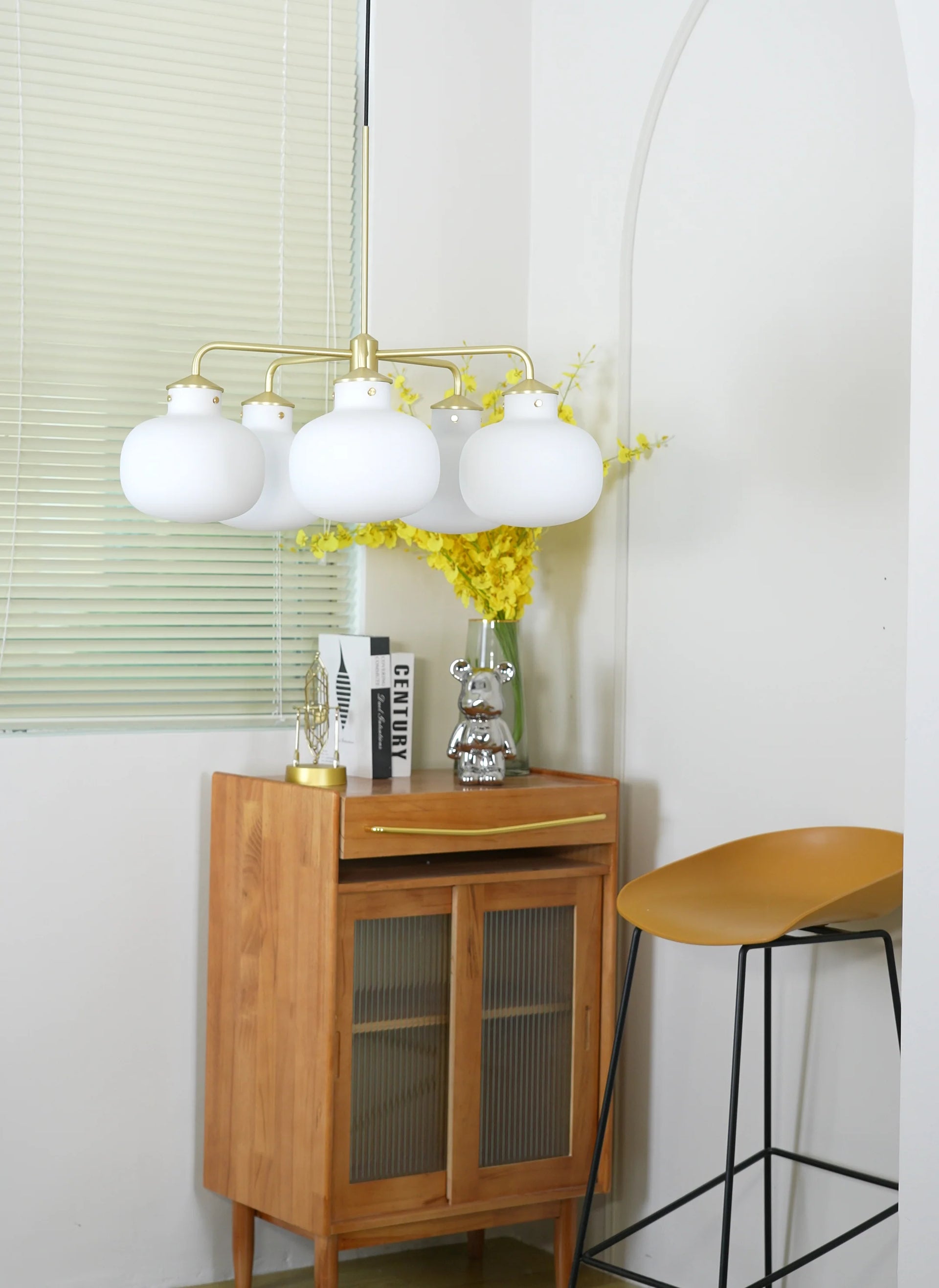 Modern Raito Opal Glass Chandelier