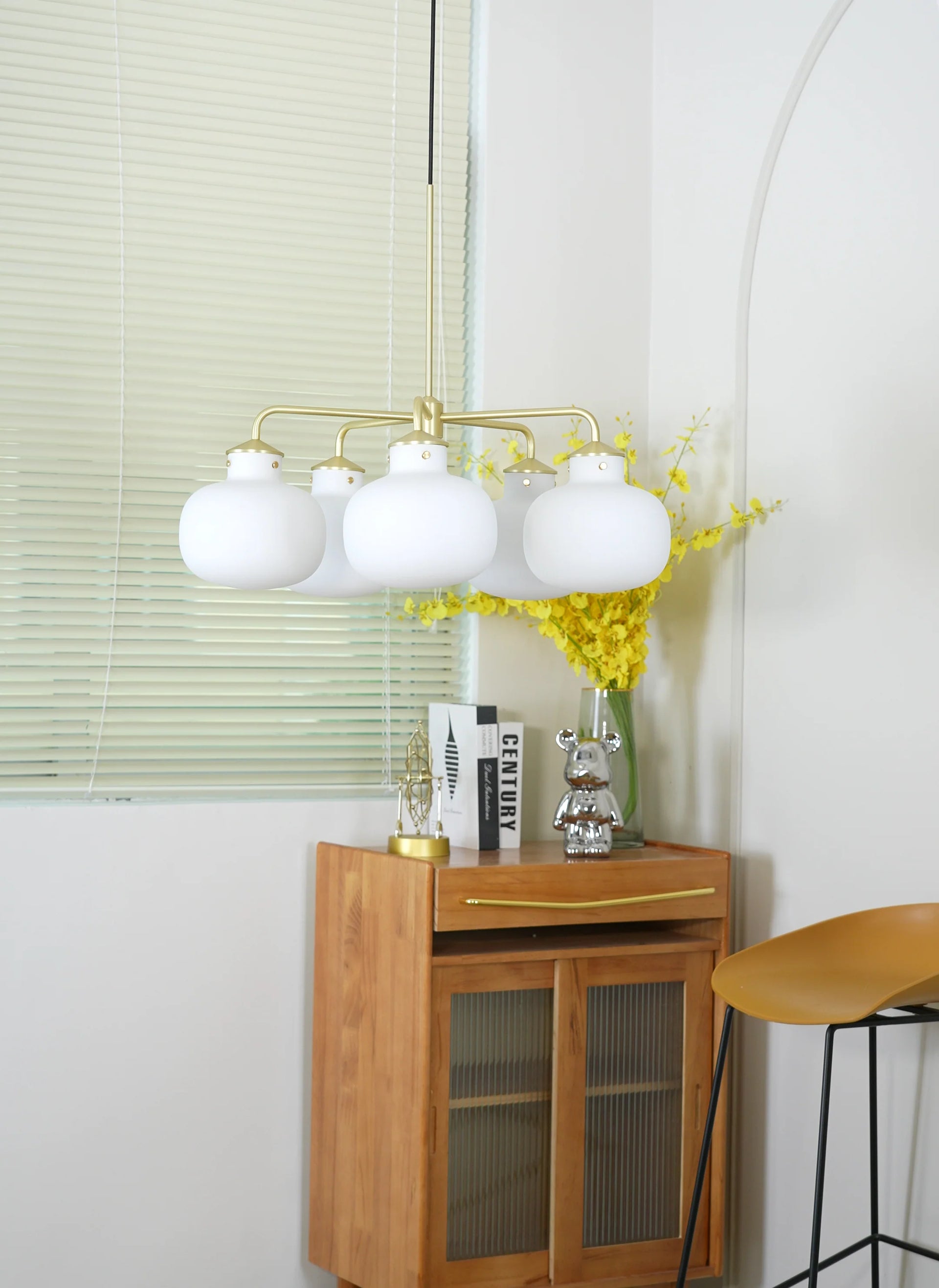 Modern Raito Opal Glass Chandelier