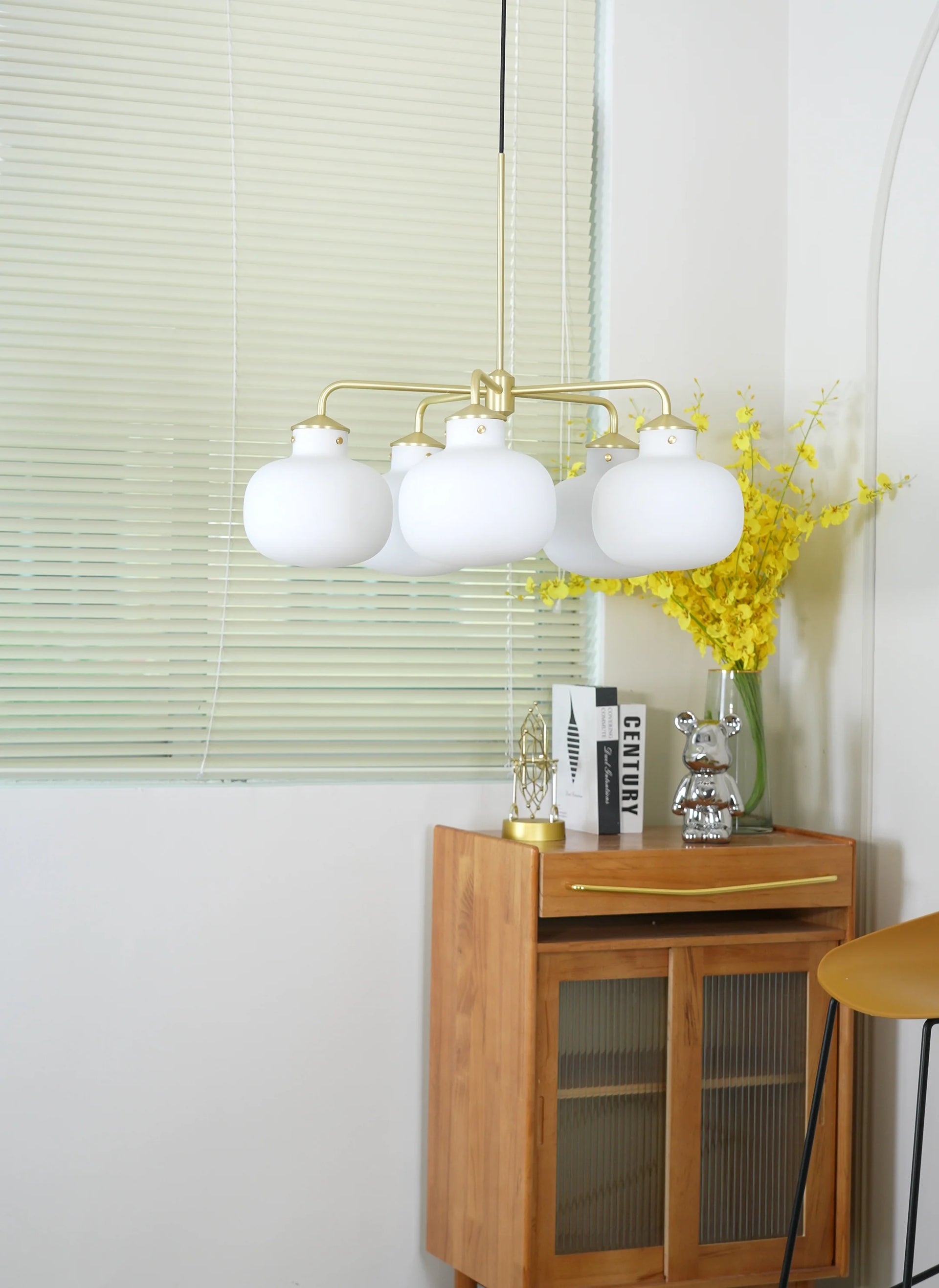 Modern Raito Opal Glass Chandelier