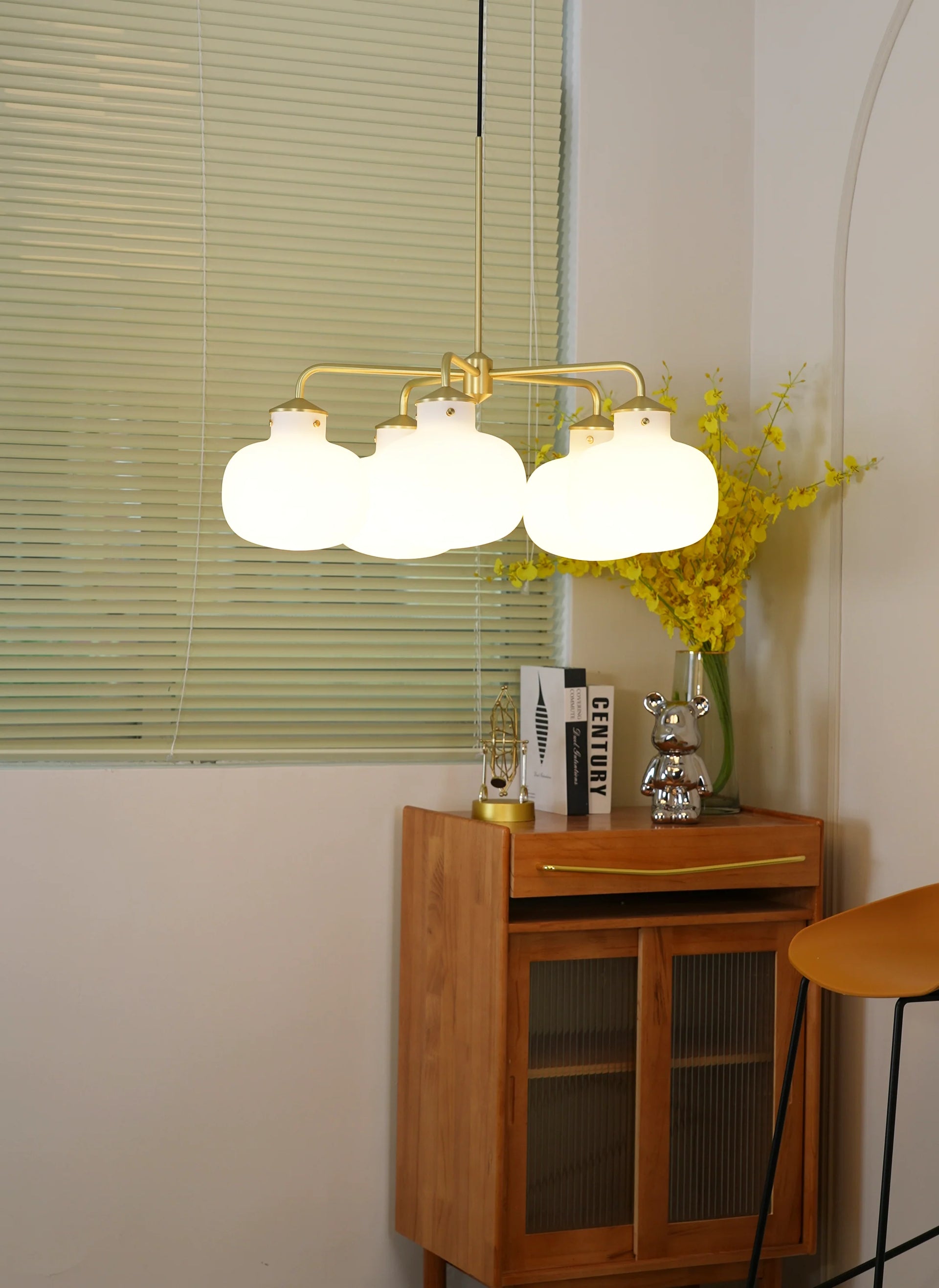 Modern Raito Opal Glass Chandelier