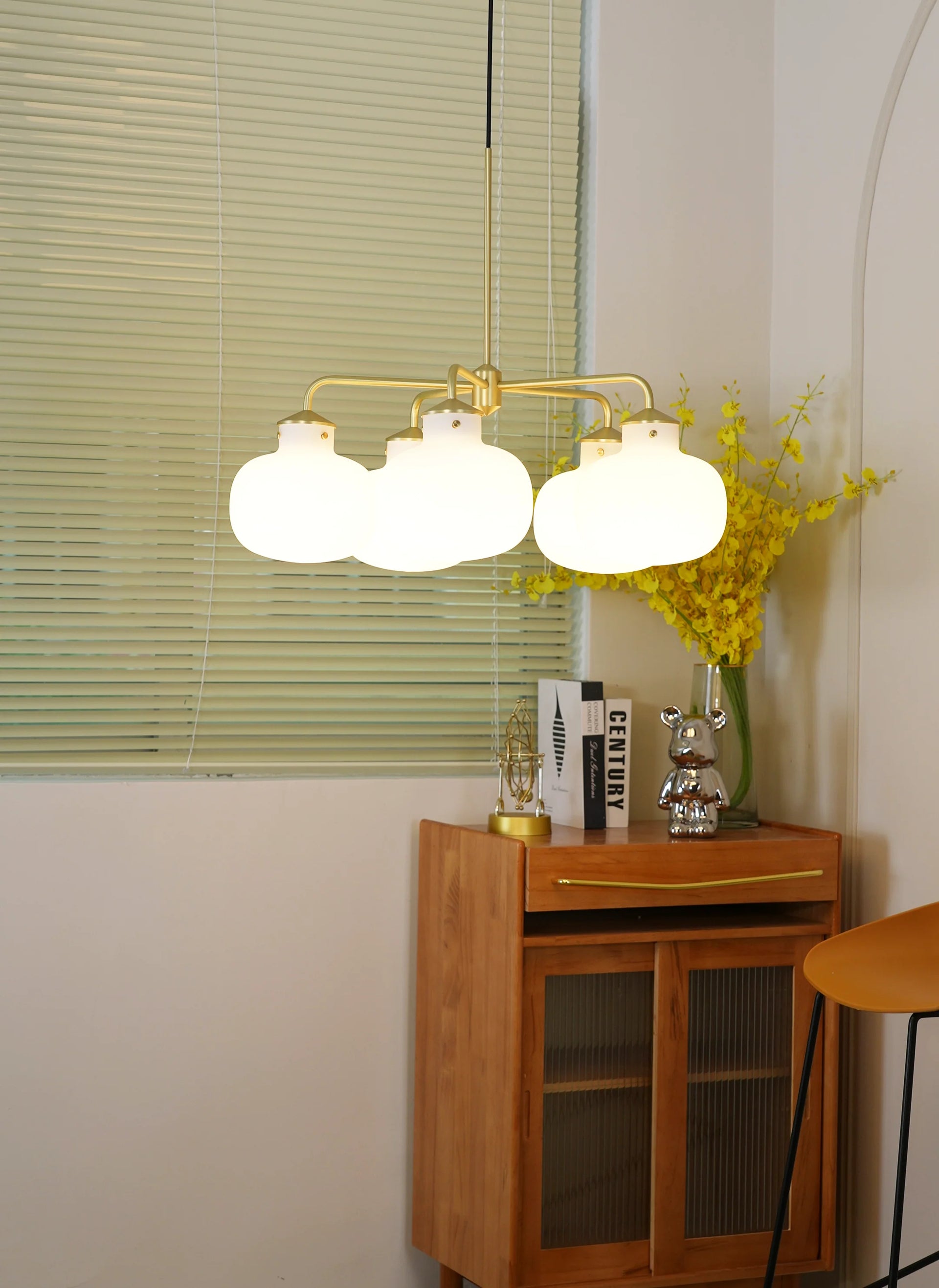 Modern Raito Opal Glass Chandelier