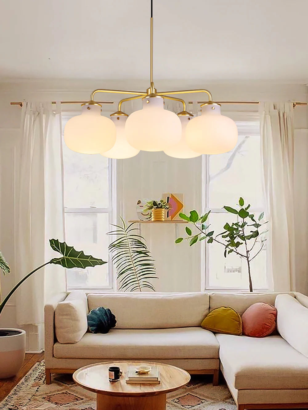 Modern Raito Opal Glass Chandelier