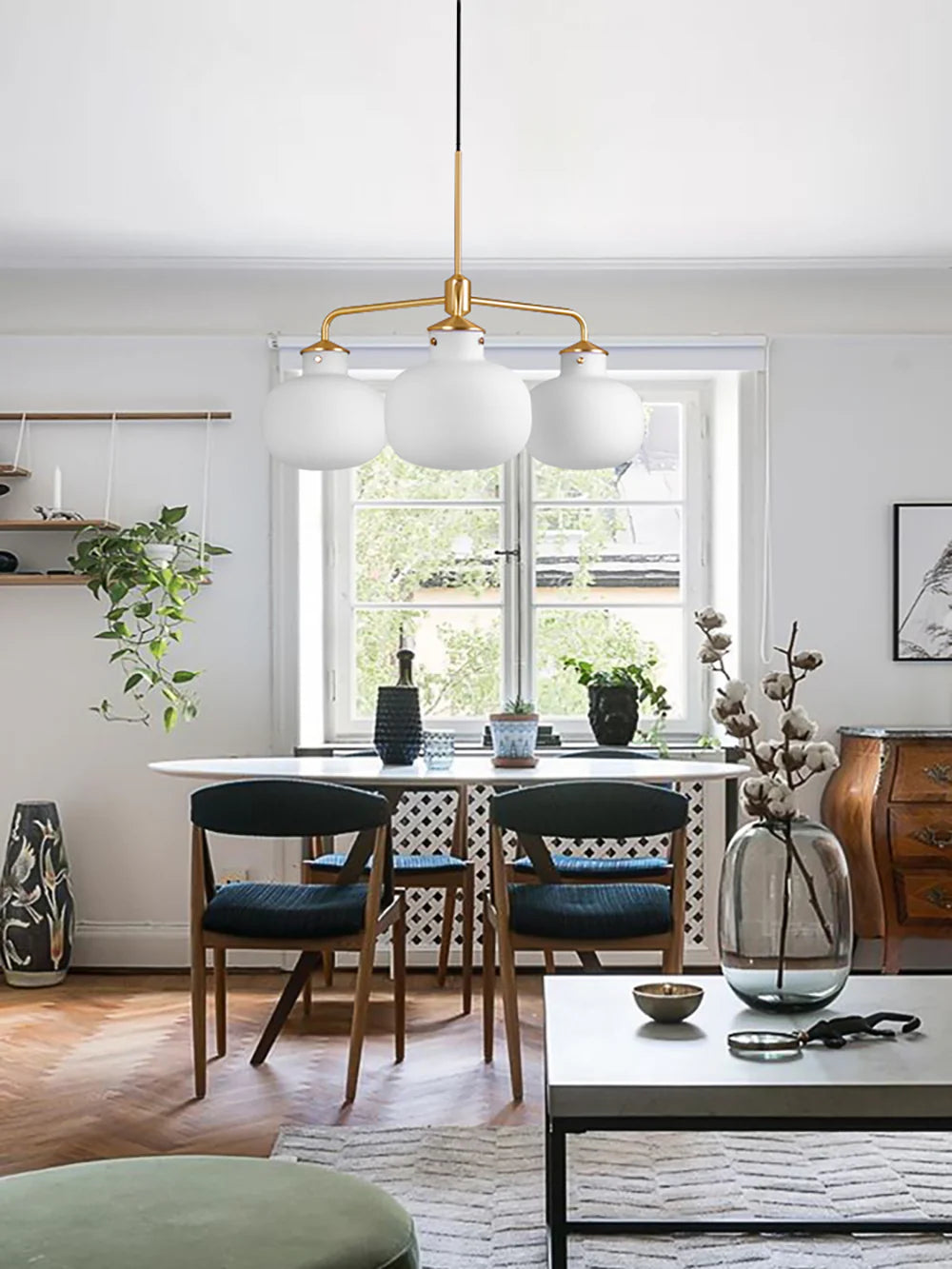 Modern Raito Opal Glass Chandelier