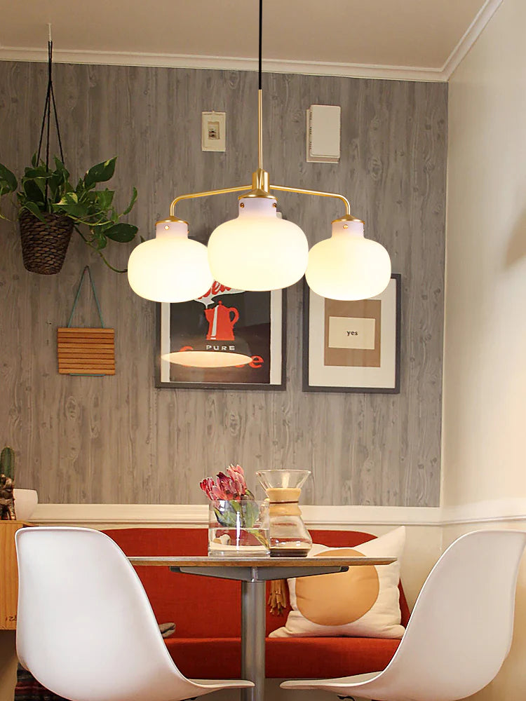 Modern Raito Opal Glass Chandelier