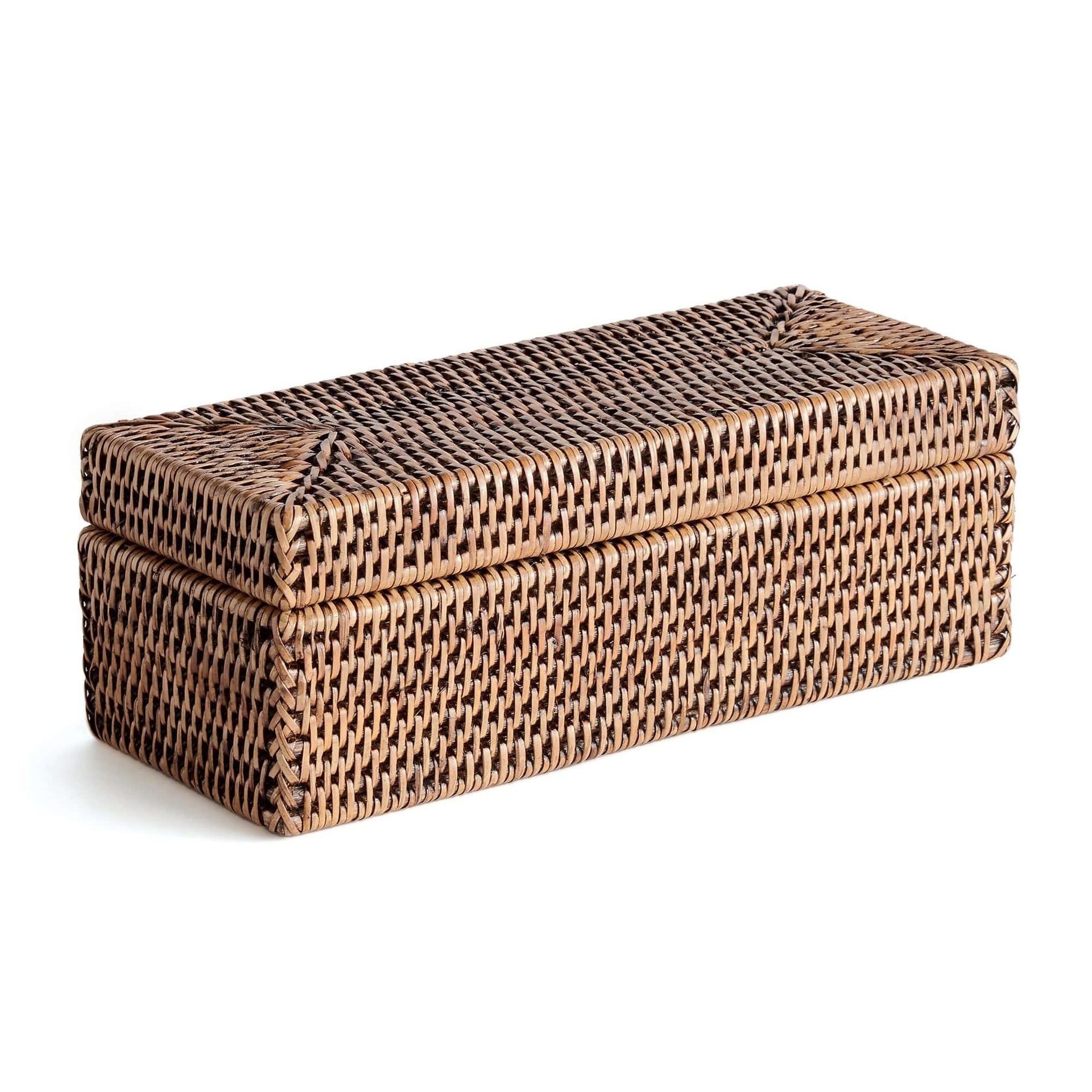 Rattan Desk Organizer with Lid and Compartments