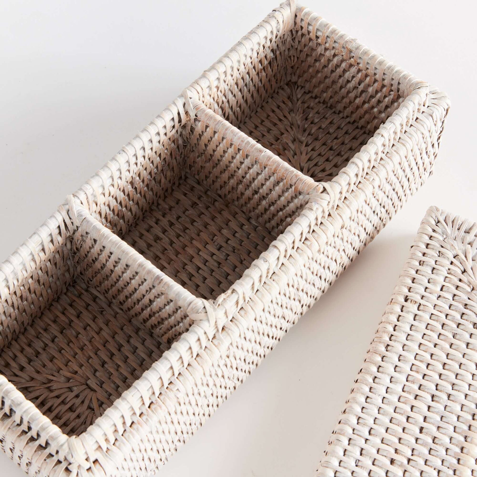 Rattan Desk Organizer with Lid and Compartments