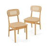 Set of 2 Rattan Dining Chairs with Simulated Rattan Backrest-Natural - Natural