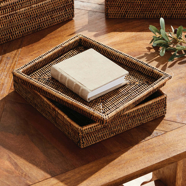 Rattan Lidded Letter Box for Home Office