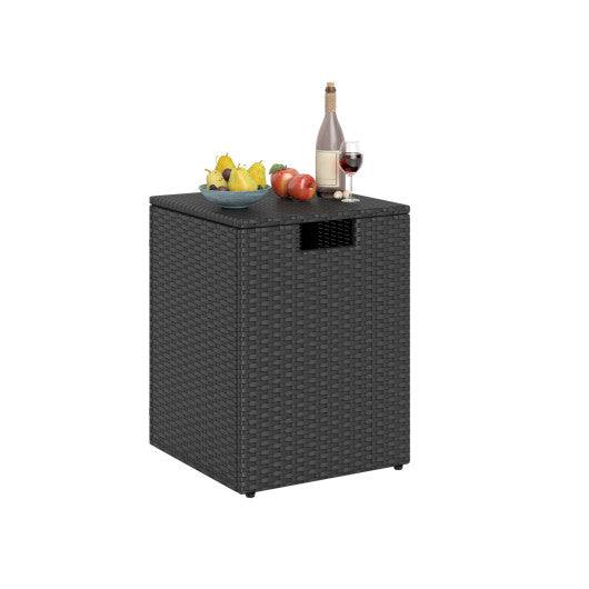 Rattan Propane Tank Cover Patio Hideaway Tank Side Table-Black