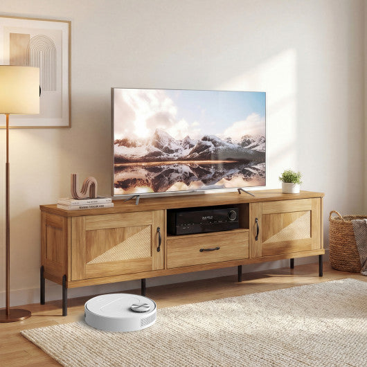 Rattan TV Stand for TVs up to 80