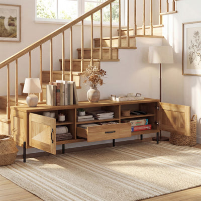Rattan TV Stand for TVs up to 80