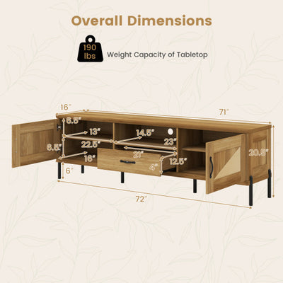 Rattan TV Stand for TVs up to 80