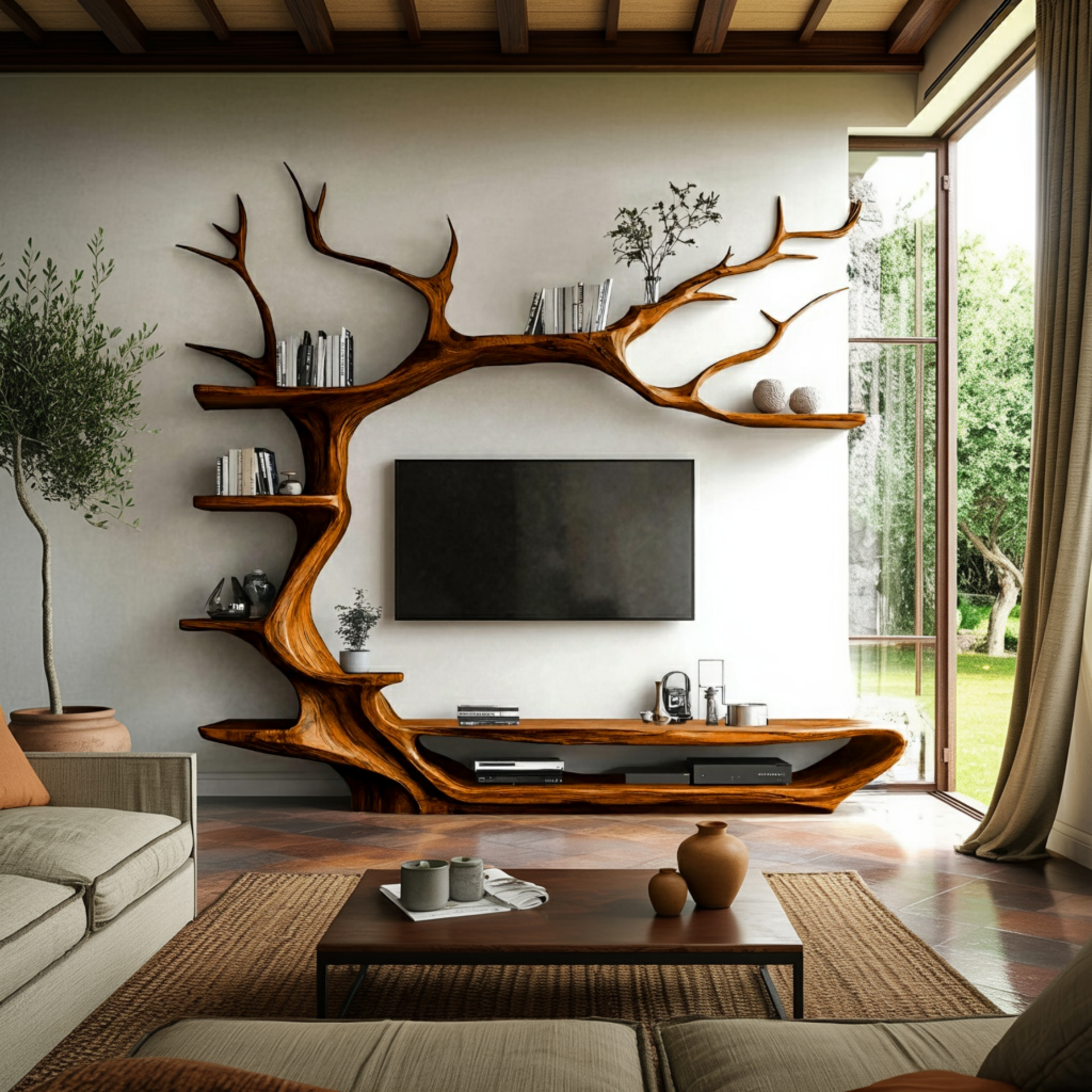 Ravenn Tree Branch Live Edge Solid Wood TV Console