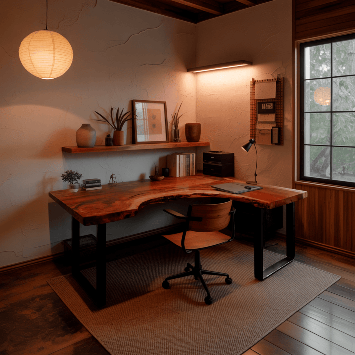 Ravon Live-Edge Solid Wood L-Shape Desk
