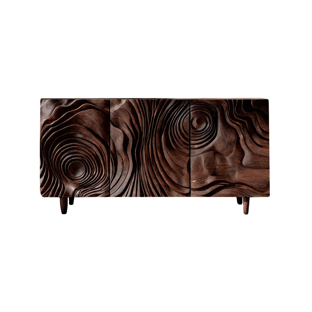 Ravyn Hand-Carved Natural Hardwood Sideboard Cabinet
