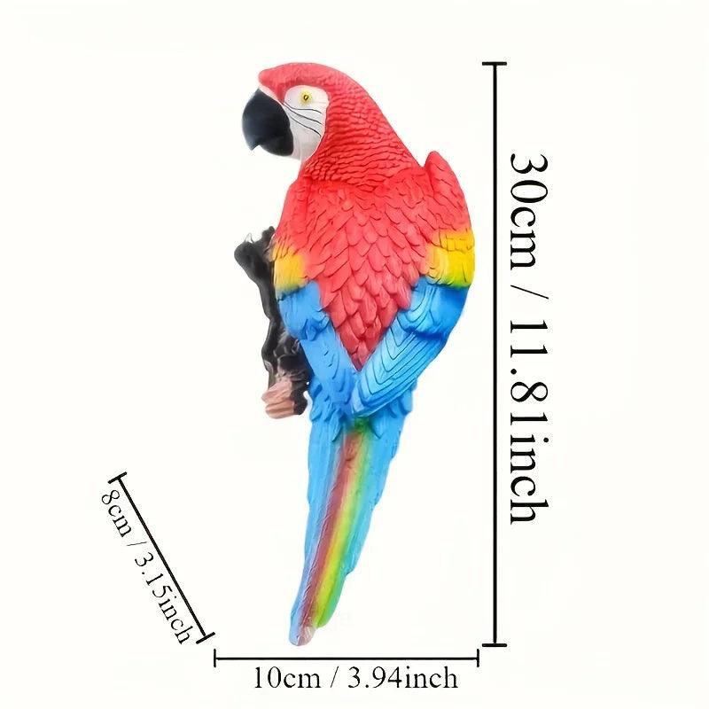 Realistic Blue Hanging Parrot Statue Garden Decor