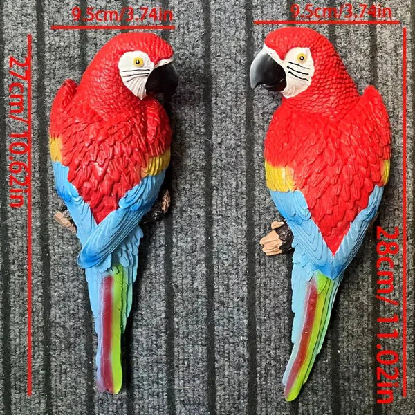 Realistic Blue Hanging Parrot Statue Garden Decor