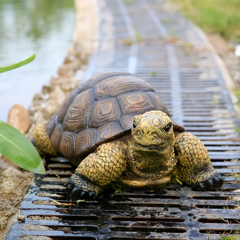 Realistic Ceramic Turtle Statue for Outdoor Garden Decor