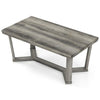 Rectangle Coffee Table Rubber Wood Base with Cross-Shaped Base-Gray - Gray