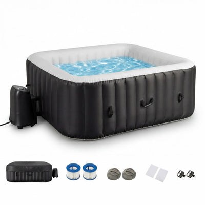 Rectangular Blowup Pool Hottub with 130 Air Jets for 4-6 Person-Black