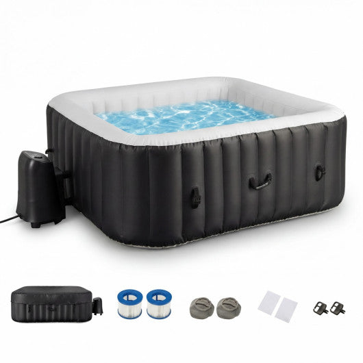 Rectangular Blowup Pool Hottub with 130 Air Jets for 4-6 Person-Black