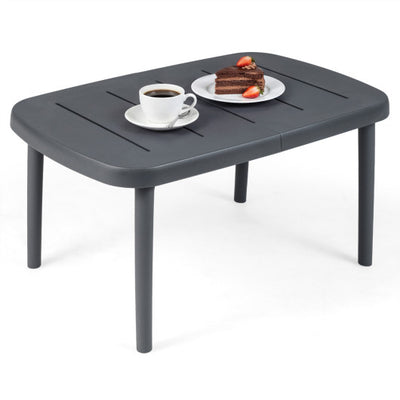 Rectangular Patio Storage Side Table with Aluminum Alloy Rods for Poolside-Gray