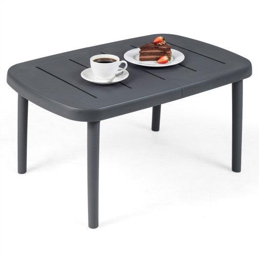 Rectangular Patio Storage Side Table with Aluminum Alloy Rods for Poolside-Gray