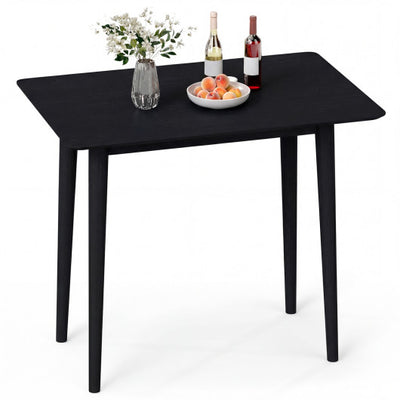 Rectangular Wooden Dining Table for 2-4 34 Inch Farmhouse Solid Wood Kitchen Table-Black