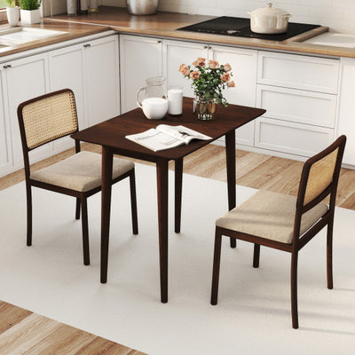 Rectangular Wooden Dining Table for 2-4 34 Inch Farmhouse Solid Wood Kitchen Table-Walnut