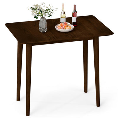 Rectangular Wooden Dining Table for 2-4 34 Inch Farmhouse Solid Wood Kitchen Table-Walnut