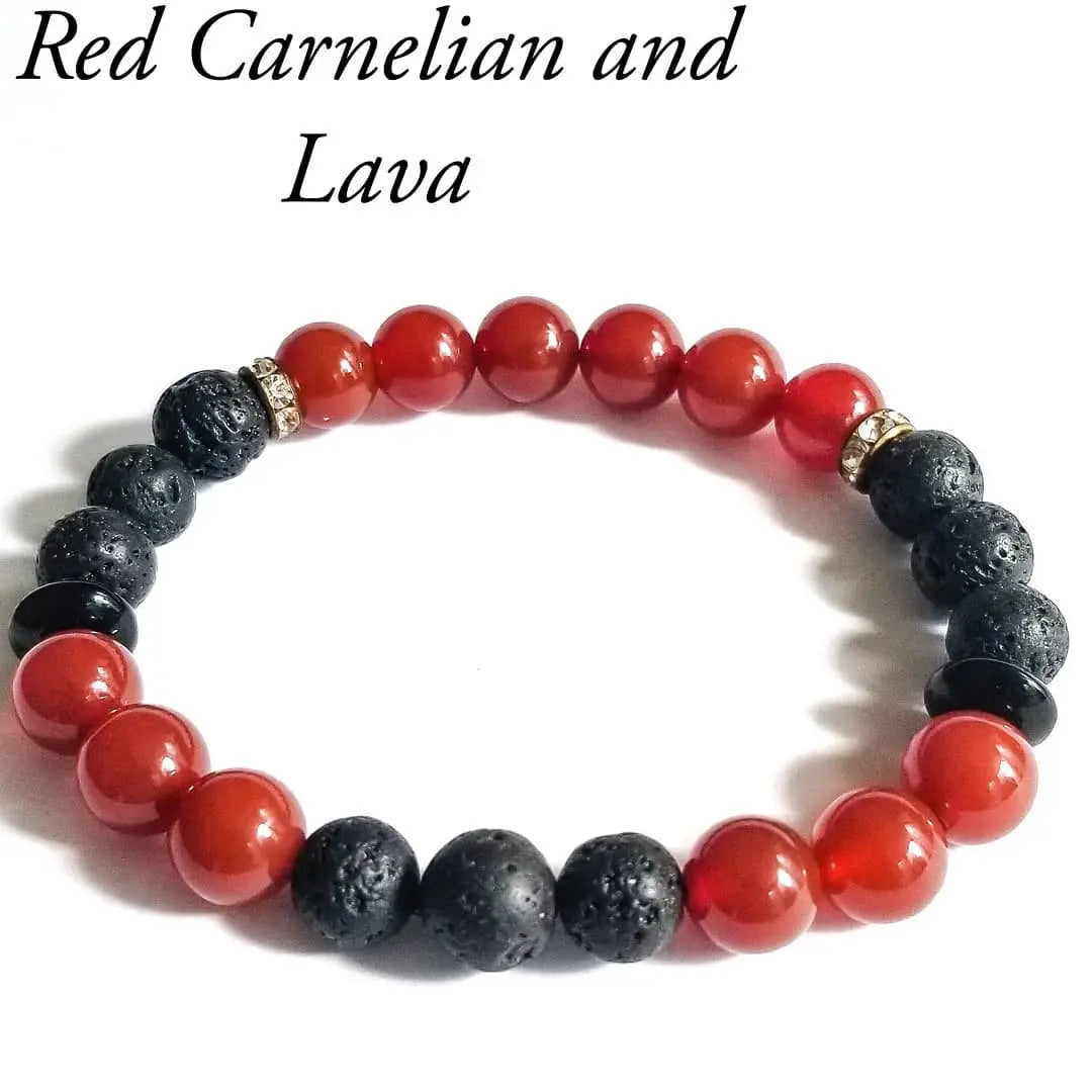 Red Carnelian and Lava Bracelet