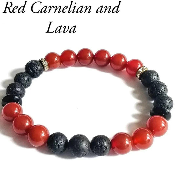 Red Carnelian and Lava Bracelet - Gifts for You 'n Me