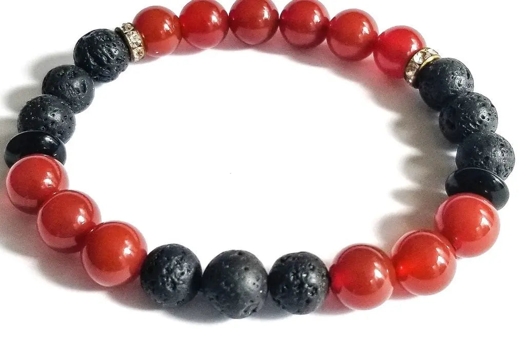 Red Carnelian and Lava Bracelet