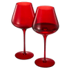 Crystal Christmas Holiday Red Colored Crystal Wine Glass Set of 2, Gift For Hosting, Her, Wife, Mom Friend - Large 20 oz Glasses, Unique Italian Style Tall Drinkware - Red & White, Color Glassware