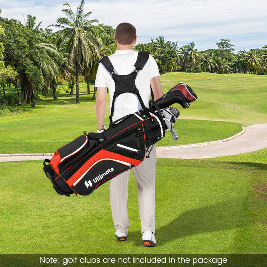Lightweight Golf Stand Bag with 14 Way Top Dividers and 6 Pockets-Red
