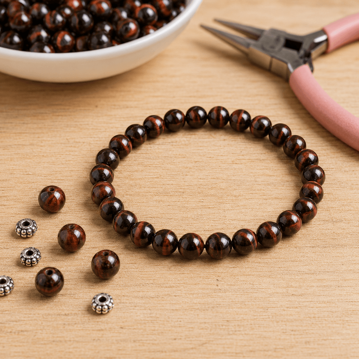 Red Tiger Eye Bracelet | Vintage Tiger Eye Bracelet (Happiness and Self Discovery)
